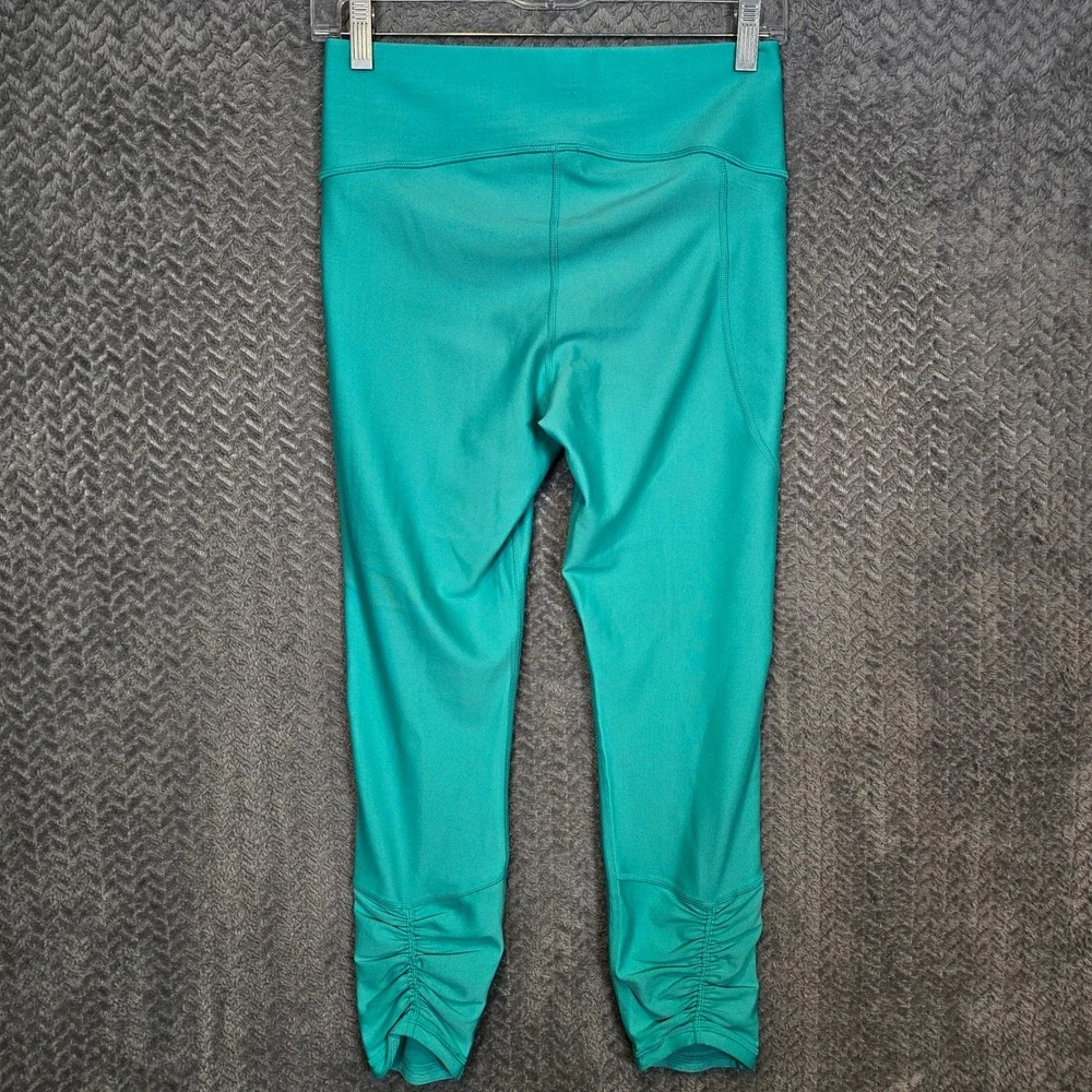 Under Armour HeatGear Teal Compression Cropped‎ Leggings Ruched High Rise Medium